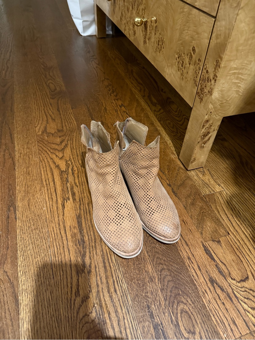Dolce Vita Perforated Light Brown Tan Ankle Booties